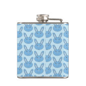 Blauer Junge Bunny Gesicht Frühling Ostern Gemuste Flachmann (Rückseite)