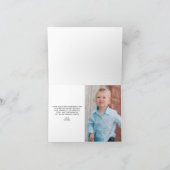 Blauer Junge Cross Foto Taufe Dankeskarte (Innenseite)