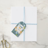 Blauer Junge Dinosaurier 1. Geburtstagsfeier Geschenkanhänger (Mit Garn)