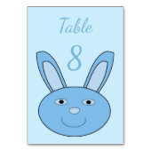 Blauer Junge Hase Gesicht Frühling Ostern Benutzer Tischnummer (Rückseite)