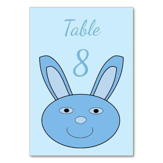 Blauer Junge Hase Gesicht Frühling Ostern Benutzer Tischnummer (Vorderseite)