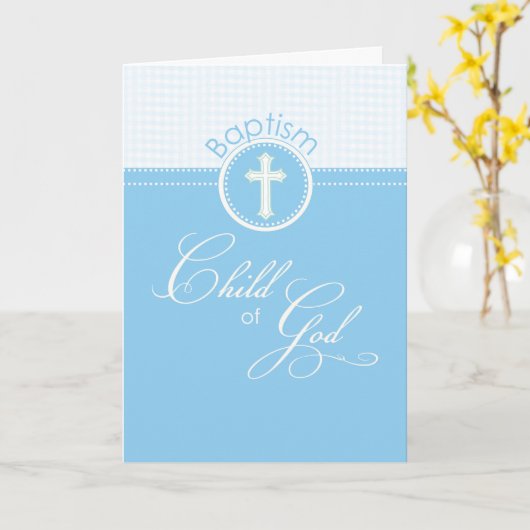 Blauer Junge Kind Gottes Taufe Glückwunsch Karte (Gelbe Blume)
