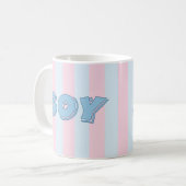 Blauer Junge mit rosa Streifen Kaffeetasse (Vorderseite Links)