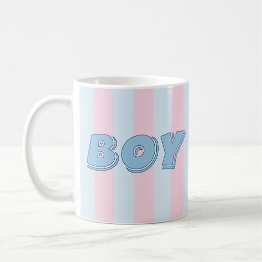 Blauer Junge mit rosa Streifen Kaffeetasse (Links)