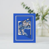 blauer Junge Runnin' (vert frame) Postkarte (Stehend Vorderseite)