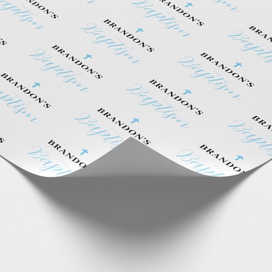 Blauer Jungen Taufgeschenkverpackungspapier Geschenkpapier (Ecke)