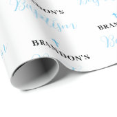 Blauer Jungen Taufgeschenkverpackungspapier Geschenkpapier (Rolleneckpunkt)