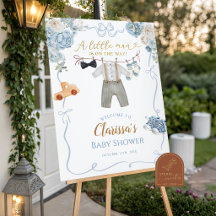 Blauer Jungenkleidung Baby Shower Willkommensschil