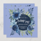 Blauer Junggeselinnen-Abschied Einladung (Vorne/Hinten)