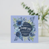 Blauer Junggeselinnen-Abschied Einladung (Stehend Vorderseite)