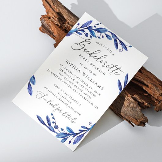 Blauer Junggeselinnen-Abschied Einladung