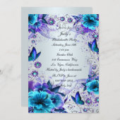 Blauer Junggeselinnen-Abschied Einladung (Vorne/Hinten)