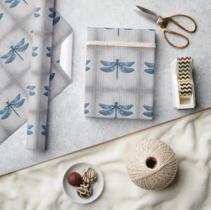 Blauer Juwelen-Libelle Geschenkpapier