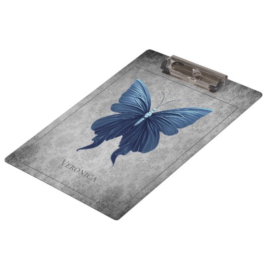 Blauer Juwelen Libelle Klemmbrett (Schrägansicht)