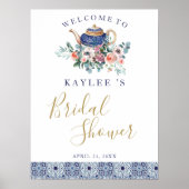 Blauer Kachel Blumenteapotheke Bridal Duwerwelcome Poster (Vorne)