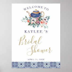 Blauer Kachel Blumenteapotheke Bridal Duwerwelcome Poster