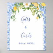 Blauer Kachel und Lemon Hochzeitsgeschenke & Karte Poster (Vorne)