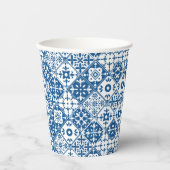 Blauer Kachelbabydusche Pappbecher (Vorderseite)