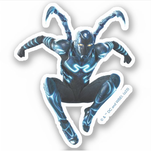 Blauer Käfer Leaping Art Aufkleber (Vorderseite)