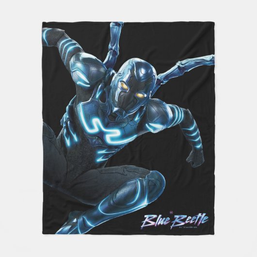 Blauer Käfer Leaping Art Fleecedecke (Vorderseite)