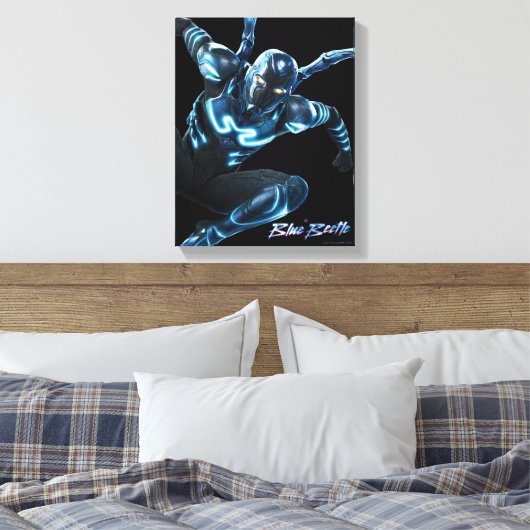 Blauer Käfer Leaping Art Leinwanddruck (Insitu (Schlafzimmer))