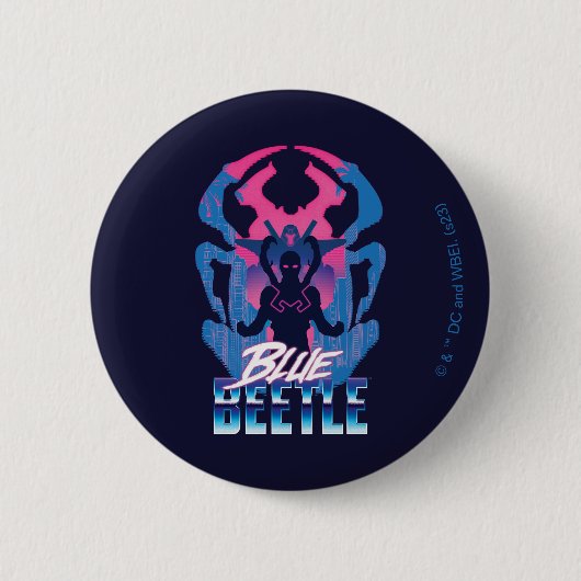 Blauer Käfer Retrowave gegen Grafik Button (Vorderseite)