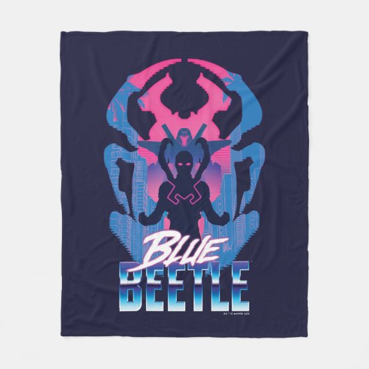 Blauer Käfer Retrowave gegen Grafik Fleecedecke (Vorderseite)