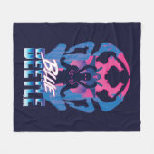 Blauer Käfer Retrowave gegen Grafik Fleecedecke (Vorderseite (Horizontal))