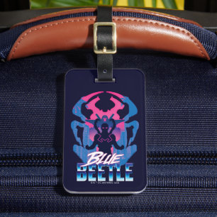 Blauer Käfer Retrowave gegen Grafik Gepäckanhänger