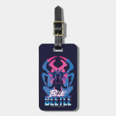 Blauer Käfer Retrowave gegen Grafik Gepäckanhänger (Vorderseite vertikal)