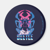 Blauer Käfer Retrowave gegen Grafik Magnet (Vorne)