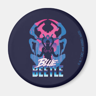 Blauer Käfer Retrowave gegen Grafik Magnet