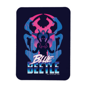 Blauer Käfer Retrowave gegen Grafik Magnet