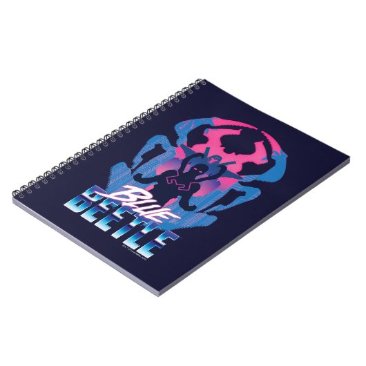 Blauer Käfer Retrowave gegen Grafik Notizblock (Linke Seite)