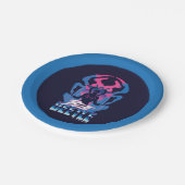 Blauer Käfer Retrowave gegen Grafik Pappteller (Schrägansicht)