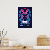 Blauer Käfer Retrowave gegen Grafik Poster (Küche)