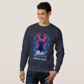 Blauer Käfer Retrowave gegen Grafik Sweatshirt (Vorne ganz)