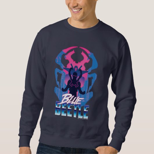 Blauer Käfer Retrowave gegen Grafik Sweatshirt (Vorderseite)