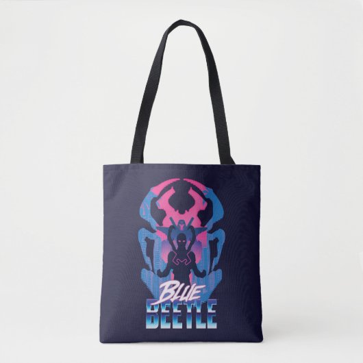 Blauer Käfer Retrowave gegen Grafik Tasche (Vorderseite)
