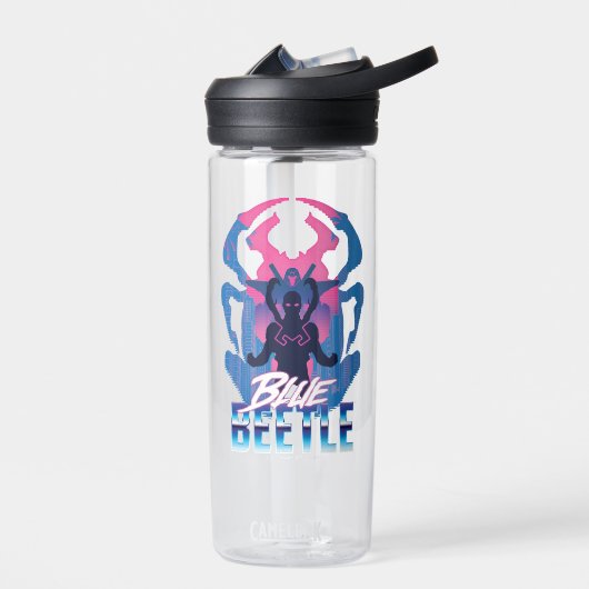 Blauer Käfer Retrowave gegen Grafik Trinkflasche (Links)