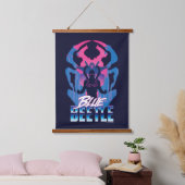 Blauer Käfer Retrowave gegen Grafik Wandteppich Mit Holzrahmen (Schlafzimmer)