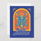 Blauer Käfer Scarab Talavera Graphic Postkarte (Vorne/Hinten)