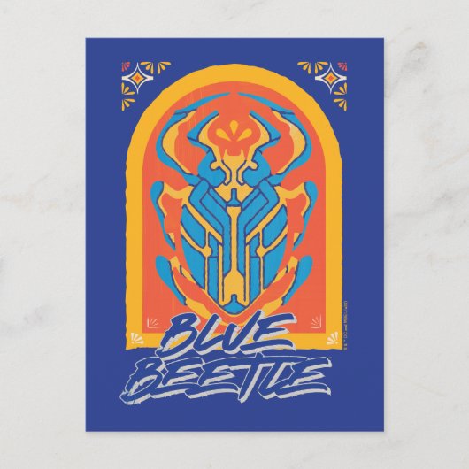 Blauer Käfer Scarab Talavera Graphic Postkarte (Vorderseite)