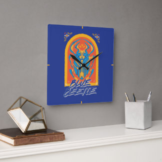 Blauer Käfer Scarab Talavera Graphic Quadratische Wanduhr