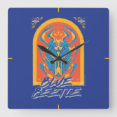 Blauer Käfer Scarab Talavera Graphic Quadratische Wanduhr (Vorderseite)