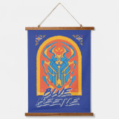 Blauer Käfer Scarab Talavera Graphic Wandteppich Mit Holzrahmen (Vorderseite)