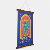 Blauer Käfer Scarab Talavera Graphic Wandteppich Mit Holzrahmen (Gewinkelt)