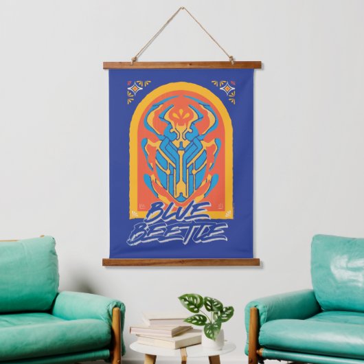 Blauer Käfer Scarab Talavera Graphic Wandteppich Mit Holzrahmen (Wohnzimmer)