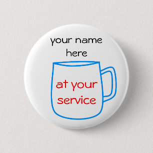 Blauer Kaffeetasse-Namensschild Button