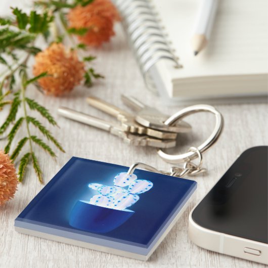 Blauer Kakteen Schlüsselanhänger (Vorderseite rechts)